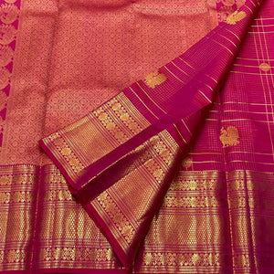 Classic Cerise Pink 2gm Zari Bridal Elegance Kanchipuram Handloom Silk Saree SS24717