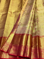 Load image into Gallery viewer, Classic Pastel Cocoa &amp; Chilli Red 2gm Zari Tissue Brocade Bridal Elegance Kanchipuram Handloom Silk Saree SS27093
