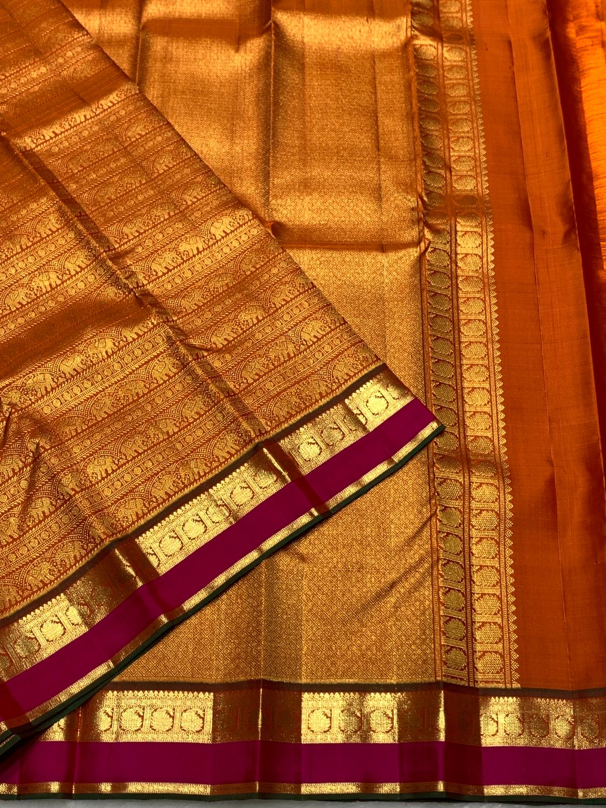 Classic Orange 2gm Zari Bridal Elegance Kanchipuram Handloom Silk Saree SS25982