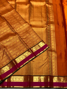 Classic Orange 2gm Zari Bridal Elegance Kanchipuram Handloom Silk Saree SS25982