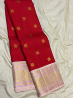 Load image into Gallery viewer, Classic Carmine Red &amp; Baby Pink 2gm Zari Elegance Kanchipuram Handloom Silk Saree SS28267
