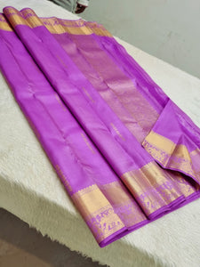 Classic Onion Pink 2gm Zari Elegance Kanchipuram Handloom Silk Saree SS24357