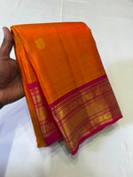 Load image into Gallery viewer, Classic Deep Orange &amp; Deep Pink 2gm Zari Elegance Kanchipuram Handloom Silk Saree SS27992
