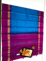 Load image into Gallery viewer, Classic Azure Blue &amp; Creamy Purple Korvai Elegance Kanchipuram Handloom Silk Saree SS24066
