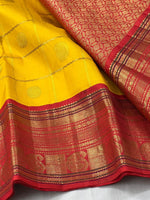 Load image into Gallery viewer, Classic Sunny Yellow &amp; Orange 2gm Zari Kanchipuram Handloom Silk Saree SS25744
