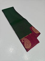 Load image into Gallery viewer, Classic Deep Green &amp; Dark Pink 2gm Zari Bridal Elegance Kanchipuram Handloom Silk Saree SS28643
