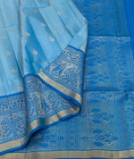 Load image into Gallery viewer, Classic Sky Blue &amp; Azure Blue Elegance Kanchipuram Handloom Silk Saree SS27856
