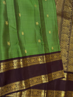 Load image into Gallery viewer, Classic Olive Green &amp; Dark Chocolate Brown 2gm Zari Elegance Kanchipuram Handloom Silk Saree SS28285
