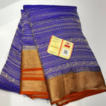 Load image into Gallery viewer, Classic Royal Blue &amp; Orange Handwork Elegance Khaddi Banarasi Crepe Silk Saree SS25412
