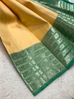 Load image into Gallery viewer, Classic Yellow &amp; Jade Green 2gm Zari Kanchipuram Handloom Silk Saree SS25819
