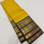 Load image into Gallery viewer, Classic Yellow &amp; Green 2gm Zari Double Side Kirvai Elegance Kanchipuram Handloom Silk Saree SS25351
