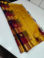 Load image into Gallery viewer, Classic Multi Color Checks 2gm Zari Elegance Kanchipuram Handloom Silk Saree SS27622
