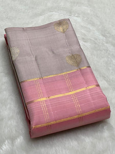 Classic Pink & Cocoa 2gm Zari Kanchipuram Handloom Silk Saree SS25932