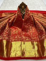 Load image into Gallery viewer, Classic Crimson Red Bridal Elegance Kanchipuram Handloom Silk Saree SS24858
