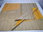 Load image into Gallery viewer, Classic Mustard &amp; Oatmeal Beige 1gm Zari Raising Temple Border Kanchipuram Handloom Silk Saree SS26279
