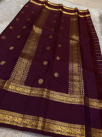 Load image into Gallery viewer, Classic Brick Orange &amp; Coffee Brown 2gm Zari Beldari Kanchipuram Handloom Silk Saree SS26421
