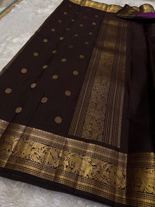 Classic Deep Plum & Coffee Brown Elegance Kanchipuram Handloom Silk Saree SS24839