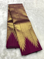 Load image into Gallery viewer, Classic Gold &amp; Wine Red Temple 2gm Zari Kanchipuram Handloom Silk Saree SS25980

