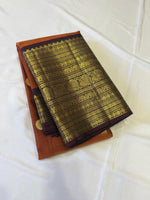Load image into Gallery viewer, Classic Rustic Orange &amp; Brown 2gm Zari Elegance Kanchipuram Handloom Silk Saree SS27909
