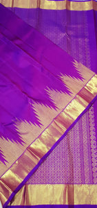 Classic Purple Fancy Silk Temple Border Kanchipuram Handloom Silk Saree SS25642