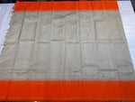 Load image into Gallery viewer, Classic Pale Grey &amp; Orange Kanchipuram Handloom Silk Saree SS26255
