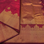 Load image into Gallery viewer, Classic Maroon 2gm Zari Temple Bridal Elegance Kanchipuram Handloom Silk Saree SS26587
