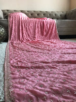 Load image into Gallery viewer, Pastel Rose Zardosi Handwork Elegance Crepe Silk Saree SS25396
