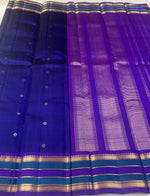 Load image into Gallery viewer, Classic US Navy Blue &amp; Violet 2gm Zari Elegance Kanchipuram Handloom Silk Saree SS27140

