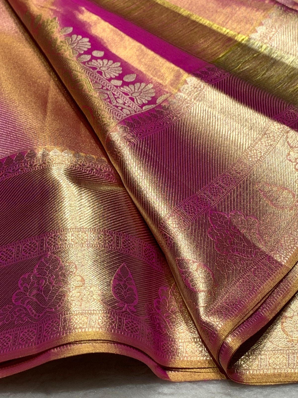 Pastel Pink Dual Toned Jyothika Inspired 2gm Zari Bridal Elegance Kanchipuram Handloom Silk Saree SS25447