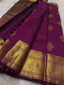 Classic Wine Red Bridal Elegance Kanchipuram Handloom Silk Saree SS26084