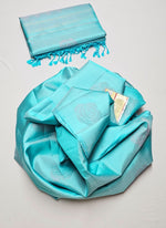Load image into Gallery viewer, Classic Ice Blue Elegance Handloom Soft Silk Saree SS25739
