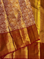 Load image into Gallery viewer, Classic Gold &amp; Red 2gm Zari Brocade Tissue Bridal Elegance Kanchipuram Handloom Silk Saree SS26658
