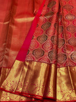 Load image into Gallery viewer, Classic Crimson Red 3gm Zari Meenakari Brocade Bridal Elegance Kanchipuram Handloom Silk Saree SS24705
