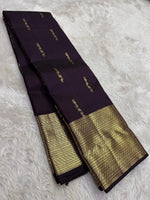 Load image into Gallery viewer, Classic Purple Brown Bridal Elegance Kanchipuram Handloom Silk Saree SS27192
