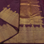 Load image into Gallery viewer, Classic Plum 2gm Zari Temple Bridal Elegance Kanchipuram Handloom Silk Saree SS26584
