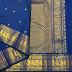 Load image into Gallery viewer, Classic Dark Spanish Blue Elegance Kanchipuram Handloom Silk Saree SS28576
