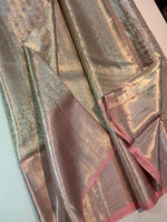 Load image into Gallery viewer, Classic Silver &amp; Pink Bridal Elegance Kanchipuram Handloom Silk Saree SS26294
