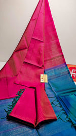 Load image into Gallery viewer, Classic Magenta &amp; Blue Double Warp Elegance Soft Silk Saree SS24227
