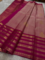 Load image into Gallery viewer, Classic Creamy Pink &amp; Ruby Pink 2gm Zari Bridal Elegance Kanchipuram Handloom Silk Saree SS24766
