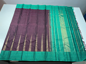 Classic Coffee Brown & Green 3gm Zari Elegance Kanchipuram Silk Saree SS23838