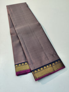 Classic Sand Grey & Midnight Blue Elegance Kanchipuram Handloom Silk Saree SS23685