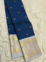 Load image into Gallery viewer, Classic Imperial Blue &amp; Pastel Ice Blue 2gm Zara Elegance Kanchipuram Handloom Silk Saree SS28277
