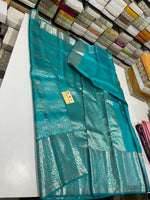 Load image into Gallery viewer, Classic Teal Blue Brocade Bridal Elegance Kanchipuram Handloom Silk Saree SS23713
