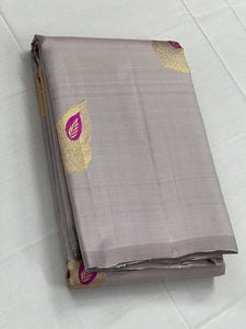 Classic Silver Grey 2gm Zari Kanchipuram Handloom Silk Saree SS26018