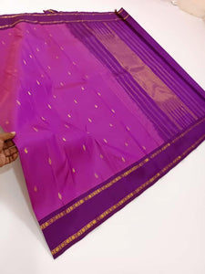 Classic Lavender & Purple 2gm Zari Rettai Kanchipuram Handloom Silk Saree SS26517