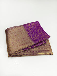 Classic Antique Gold & Vadamalli 2gm Zari Tissue Brocade Elegance Kanchipuram Handloom Silk Saree SS24243