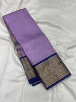 Load image into Gallery viewer, Classic Lavender &amp; Navy Blue Korvai Elegance Kanchipuram Handloom Silk Saree SS27553
