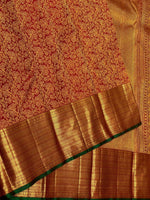 Load image into Gallery viewer, Classic Burnt Orange &amp; Green 2gm Zari Kanchipuram Handloom Silk Saree SS25611
