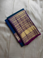 Load image into Gallery viewer, Classic Prussian Blue &amp; Purple Kanchipuram Handloom Silk Saree SS26091
