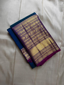 Classic Prussian Blue & Purple Kanchipuram Handloom Silk Saree SS26091